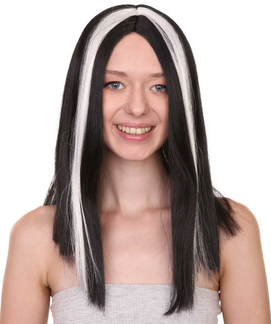 Short Vampiress Style Wig | Two-toned Black & White Wig | Premium Breathable Capless Cap