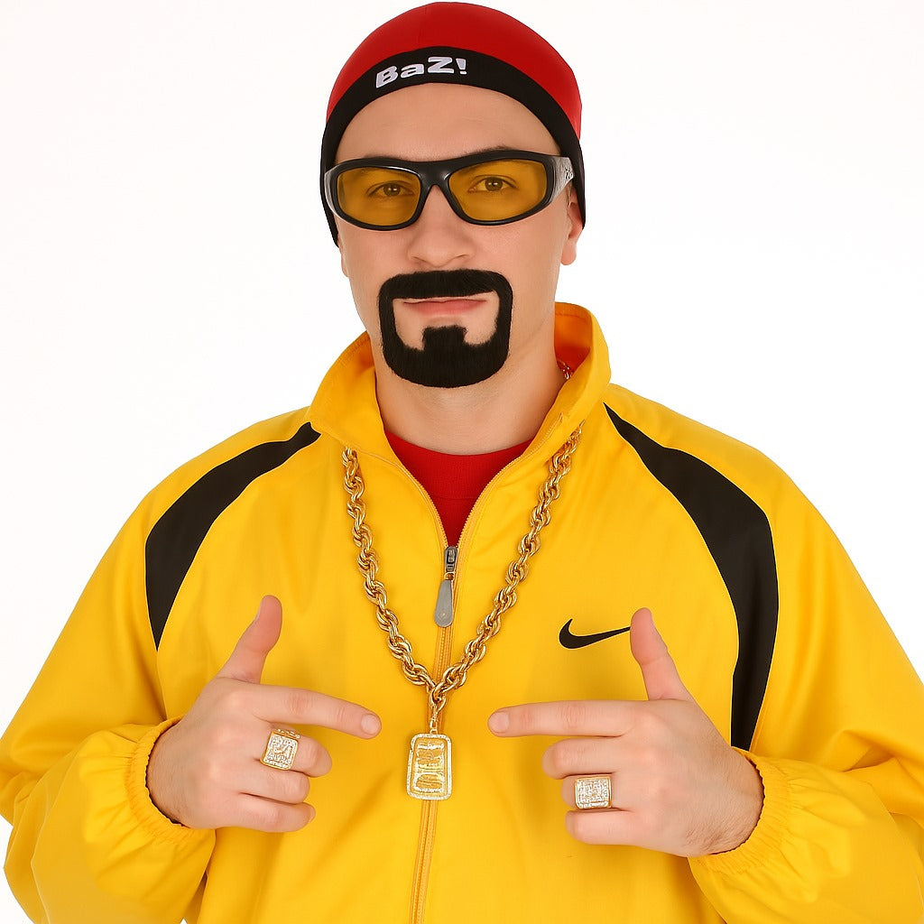 Men’s 90s Parody Black Gangsta Goatee Beard and Mustache | Cosplay Wig | Perfect for Halloween and Themed Events