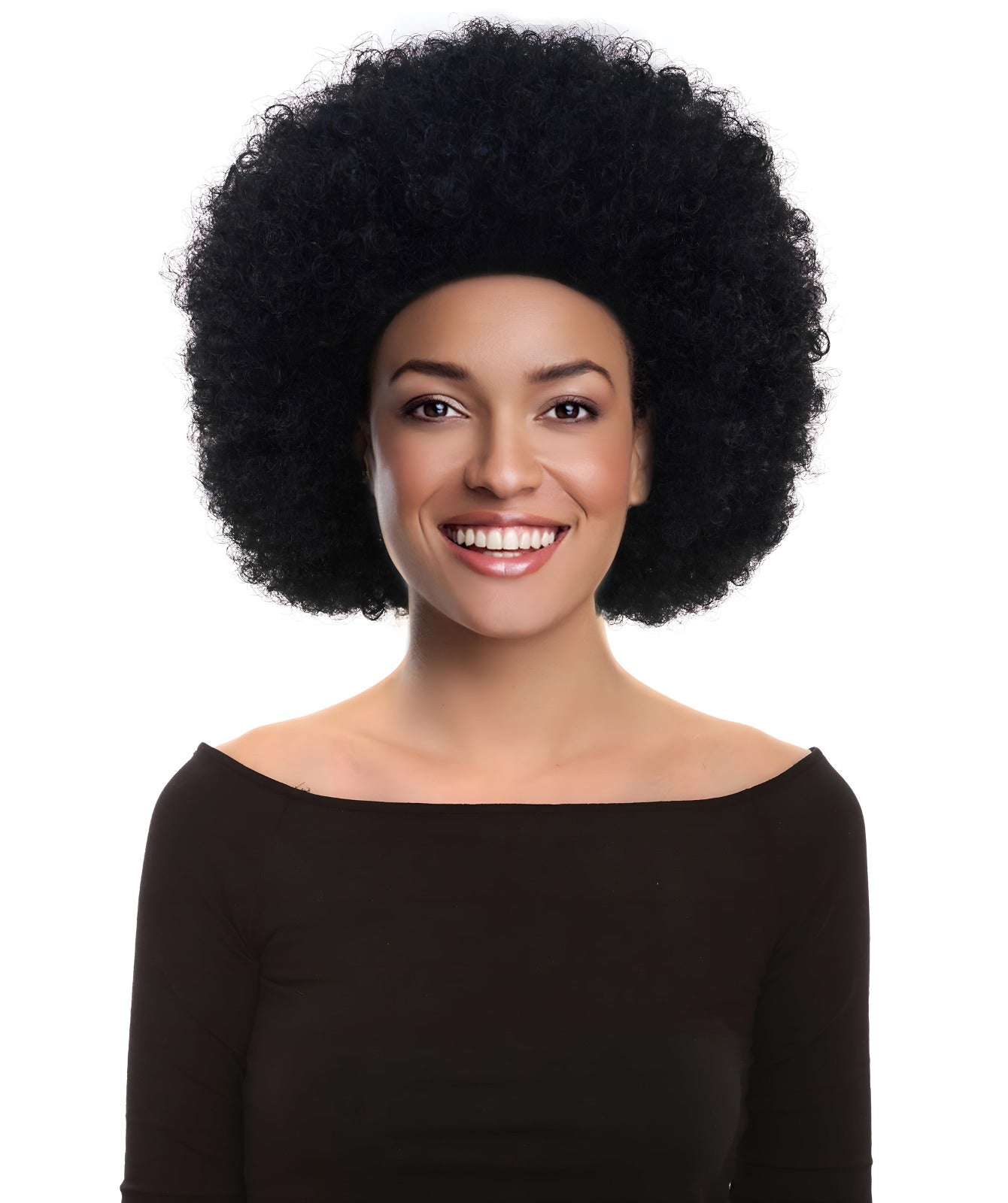 HPO Adult Women's EG Black Afro Wig – Classic Curly Wigs Themed Events, Perfect for 70s Disco, Halloween and Cosplay, Theater and Themed Parties