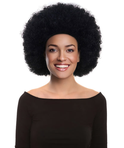 HPO Adult Women's EG Black Afro Wig – Classic Curly Wigs Themed Events, Perfect for 70s Disco, Halloween and Cosplay, Theater and Themed Parties