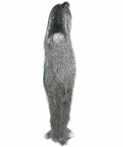 HPO Unisex Tinsel Hairy Two-Part Costume, Bundle & Mask Set | Full-Body Suit & Matching Mask | Long Hair Funny Costume for Halloween, Performers, Cosplay & Mascots