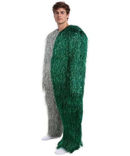 HPO Unisex Tinsel Hairy Two-Part Costume, Bundle & Mask Set | Full-Body Suit & Matching Mask | Long Hair Funny Costume for Halloween, Performers, Cosplay & Mascots