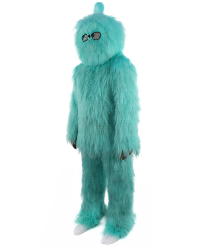 HPO Unisex Blue Furry Monster Costume, Mask and Bundle Set | Full Body Fur Costume with Matching Mask | Soft Plush Halloween Cosplay Outfit for Parties, Mascots & Performers
