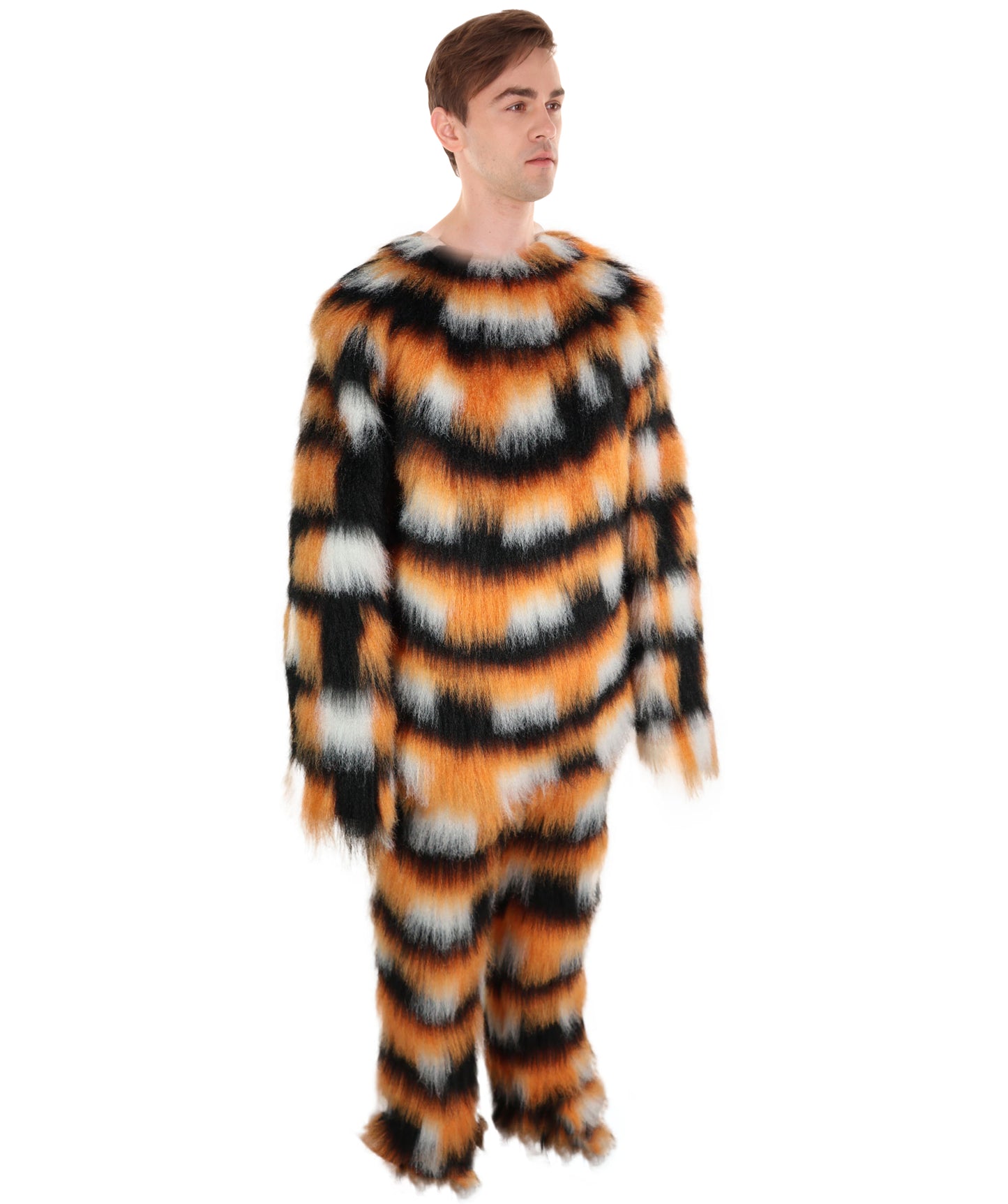 HPO Adult Unisex Fur Tiger Costume, Mask & Bundle Set | Realistic Fur Suit with Headpiece | Ideal for Halloween and Jungle Cosplay