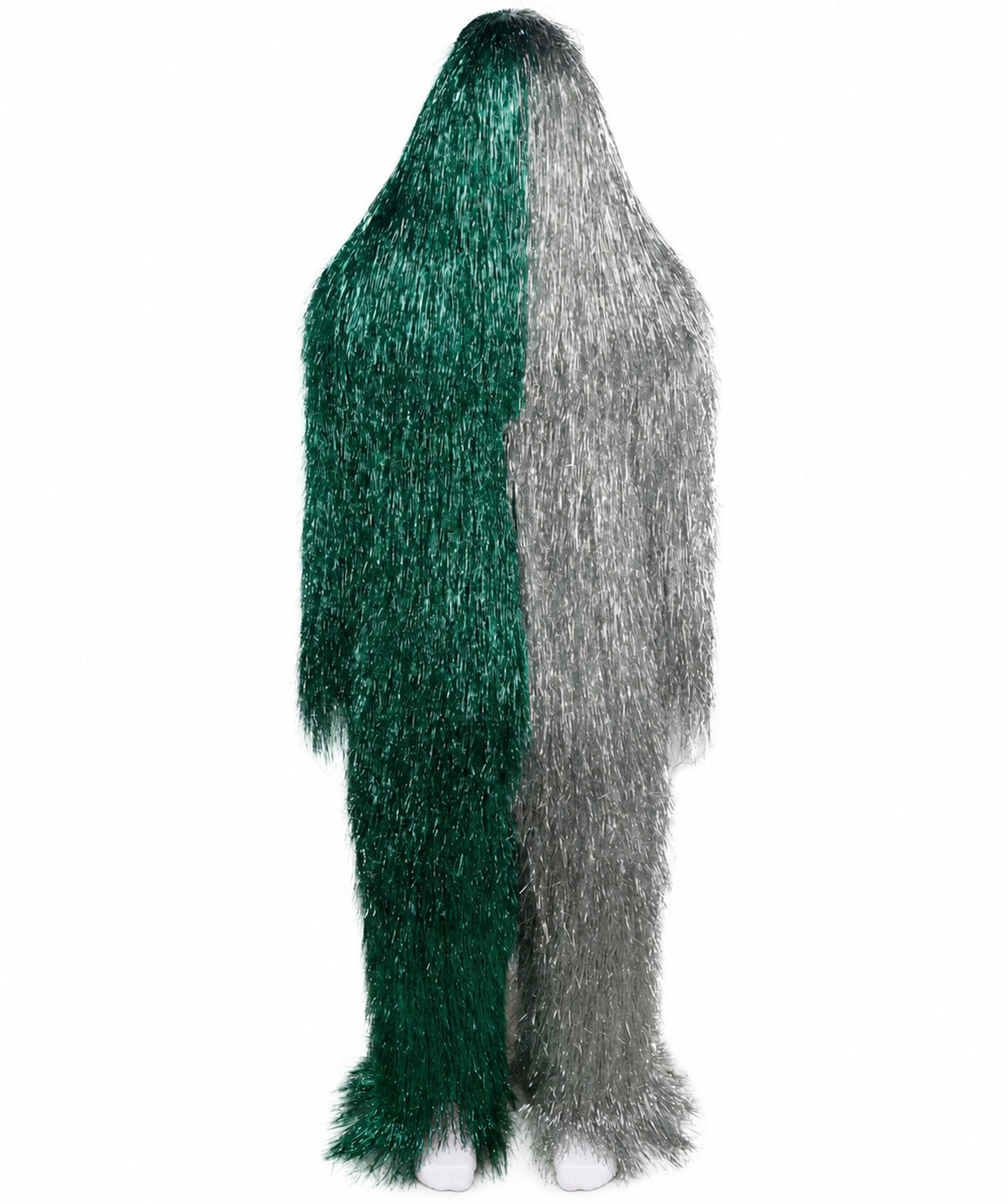 HPO Unisex Tinsel Hairy Two-Part Costume, Bundle & Mask Set | Full-Body Suit & Matching Mask | Long Hair Funny Costume for Halloween, Performers, Cosplay & Mascots
