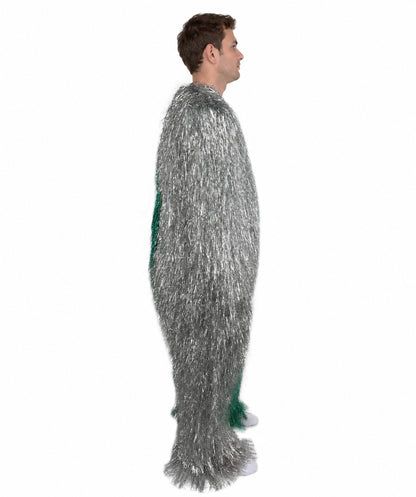 HPO Unisex Tinsel Hairy Two-Part Costume, Bundle & Mask Set | Full-Body Suit & Matching Mask | Long Hair Funny Costume for Halloween, Performers, Cosplay & Mascots