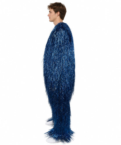 HPO Unisex Tinsel Hairy Two-Part Costume, Bundle & Mask Set | Full-Body Suit & Matching Mask | Long Hair Funny Costume for Halloween, Performers, Cosplay & Mascots