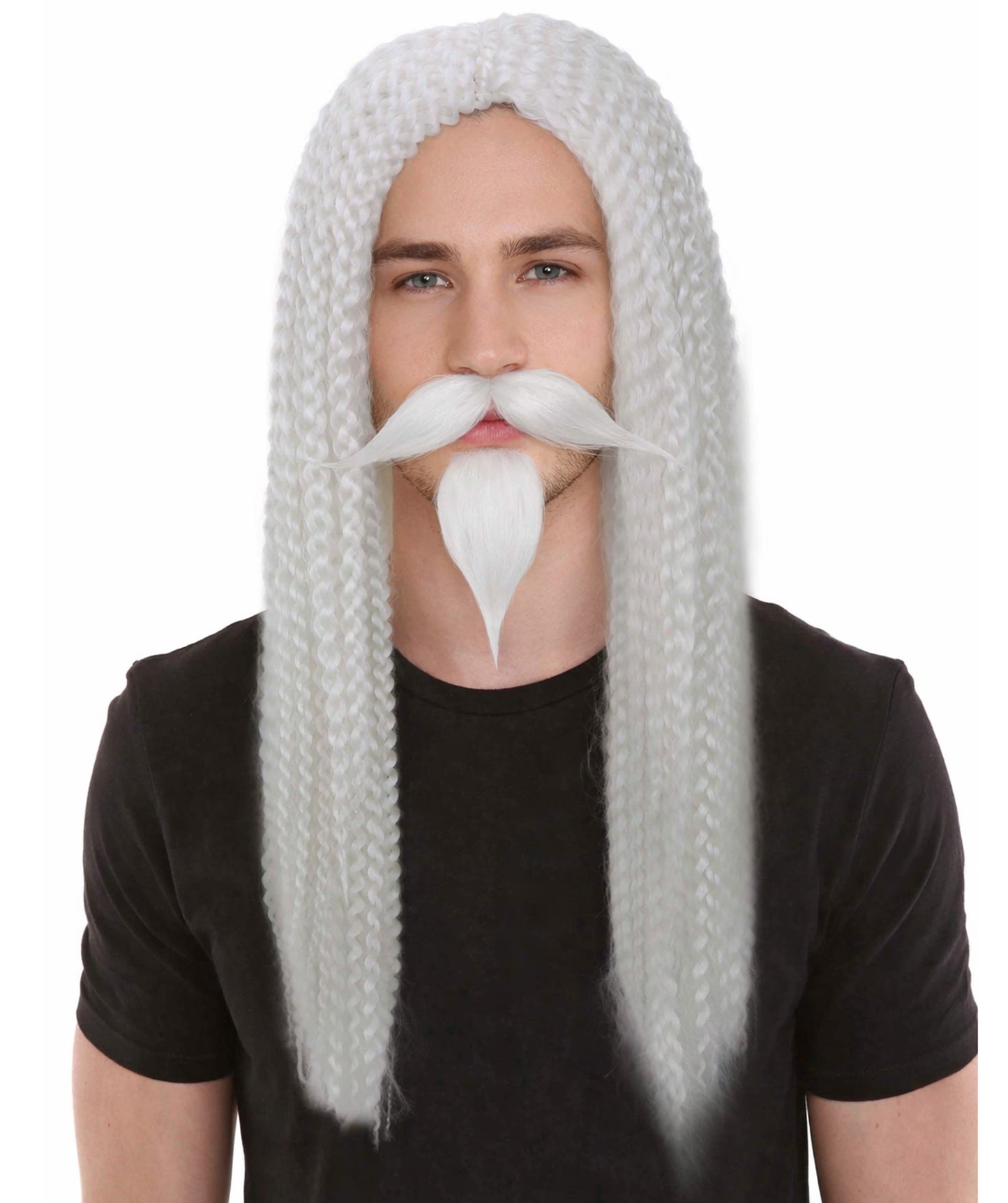 HPO Men's Curly Musketeer Wig Beard & Mustache Set | Multicolor Options | Halloween and Cosplay Wig | Flame-retardant Synthetic Fiber