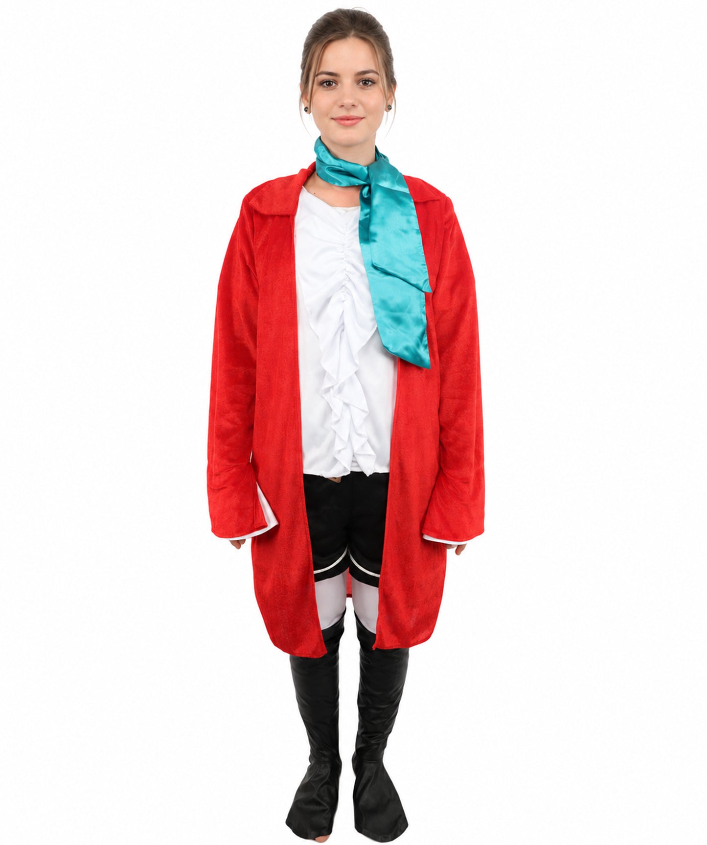 HPO Women's Nautical Pirate Captain Multicolor Costume | Jersey and Satin Construction with Neck Muffler and Shoe Covers | Ideal for Halloween, Theater, Drag, and Themed Performance Events