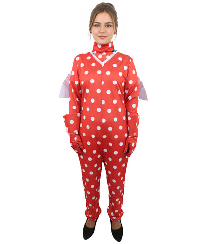 HPO Women's Red Polka Dot Costume | Flame-Retardant Synthetic Fiber | Ideal For Theater, Halloween And Cosplay