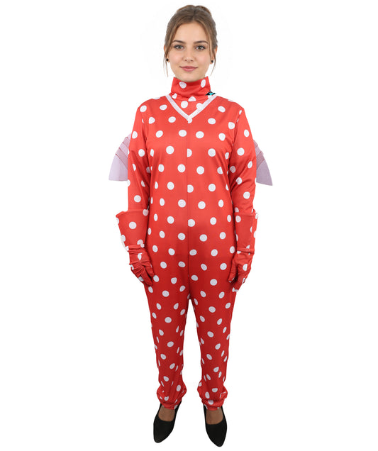 HPO Women's Red Polka Dot Costume | Flame-Retardant Synthetic Fiber | Ideal For Theater, Halloween And Cosplay