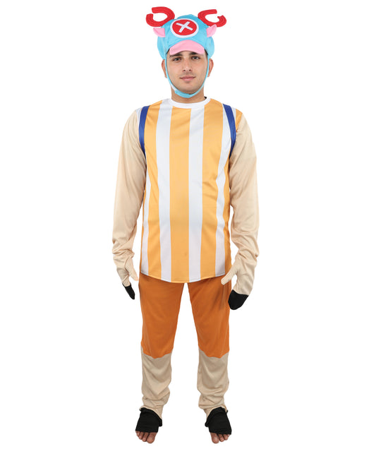 HPO Men's Striped Adventure Outfit Costume | Flame-Retardant Synthetic Fiber | Ideal For Theater, Halloween And Cosplay