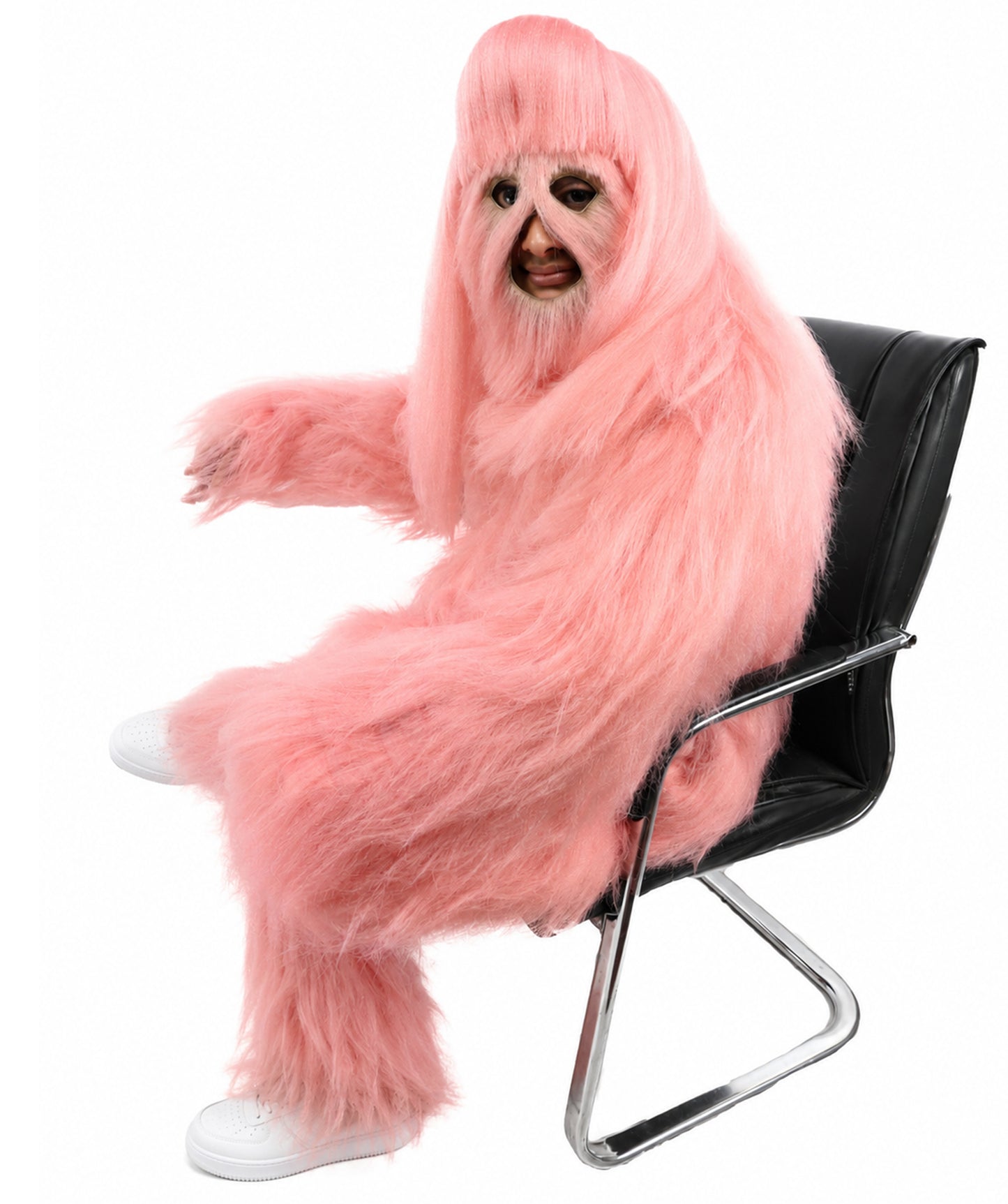 HPO Unisex Extreme Hairy Person Costume, Mask and Bundle - Full-Body Hair Suit Extra-Long Ash Brown Costume Wig for Halloween, Cosplay & Parties