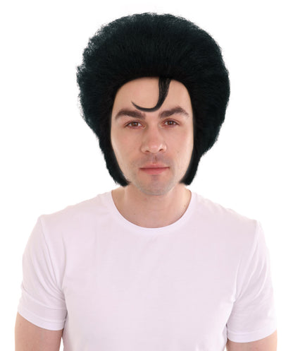 HPO Men’s Elvis Wig | Black Pompadour Hairpiece for Rock Star Look | Halloween Parties, Stage Acts & Themed Events