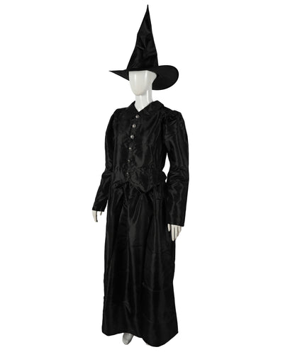 HPO Adult Women’s Scary Black Witch Costume | Long  Dress with Pointed Hat | Ideal for Cosplay, Halloween, Stage, Roleplay & Themed Party Outfit