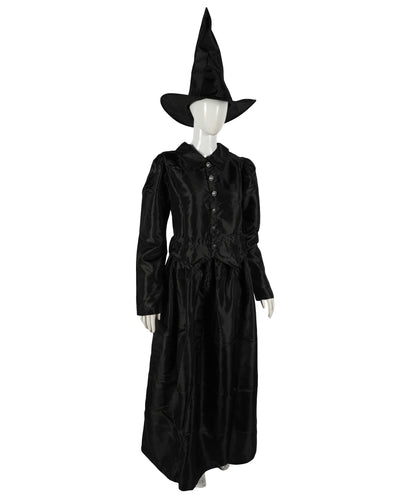 HPO Adult Women’s Scary Black Witch Costume | Long  Dress with Pointed Hat | Ideal for Cosplay, Halloween, Stage, Roleplay & Themed Party Outfit