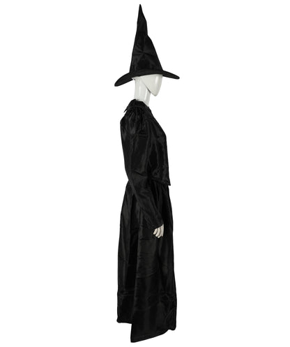 HPO Adult Women’s Scary Black Witch Costume | Long  Dress with Pointed Hat | Ideal for Cosplay, Halloween, Stage, Roleplay & Themed Party Outfit