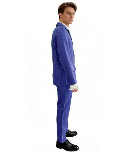 HPO Men’s Austin Powers Costume | Purple Jacket & Trousers with White Cravat | Cosplay, Halloween, Stage, Party & Roleplay Outfit