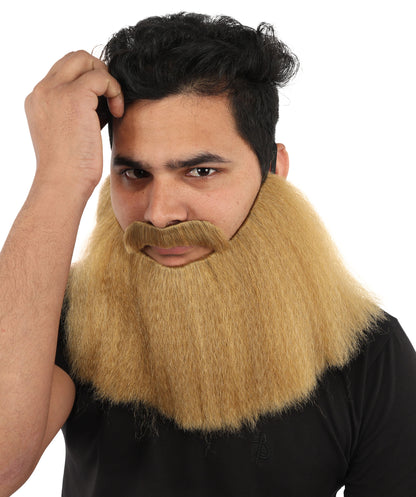 HPO Men’s Viking Beard & Mustache Set – Warrior Facial Hair Accessory | Multicolor Options | Ideal for Sea Giant Look, Mythical Barbarian Roleplay, Halloween & Cosplay