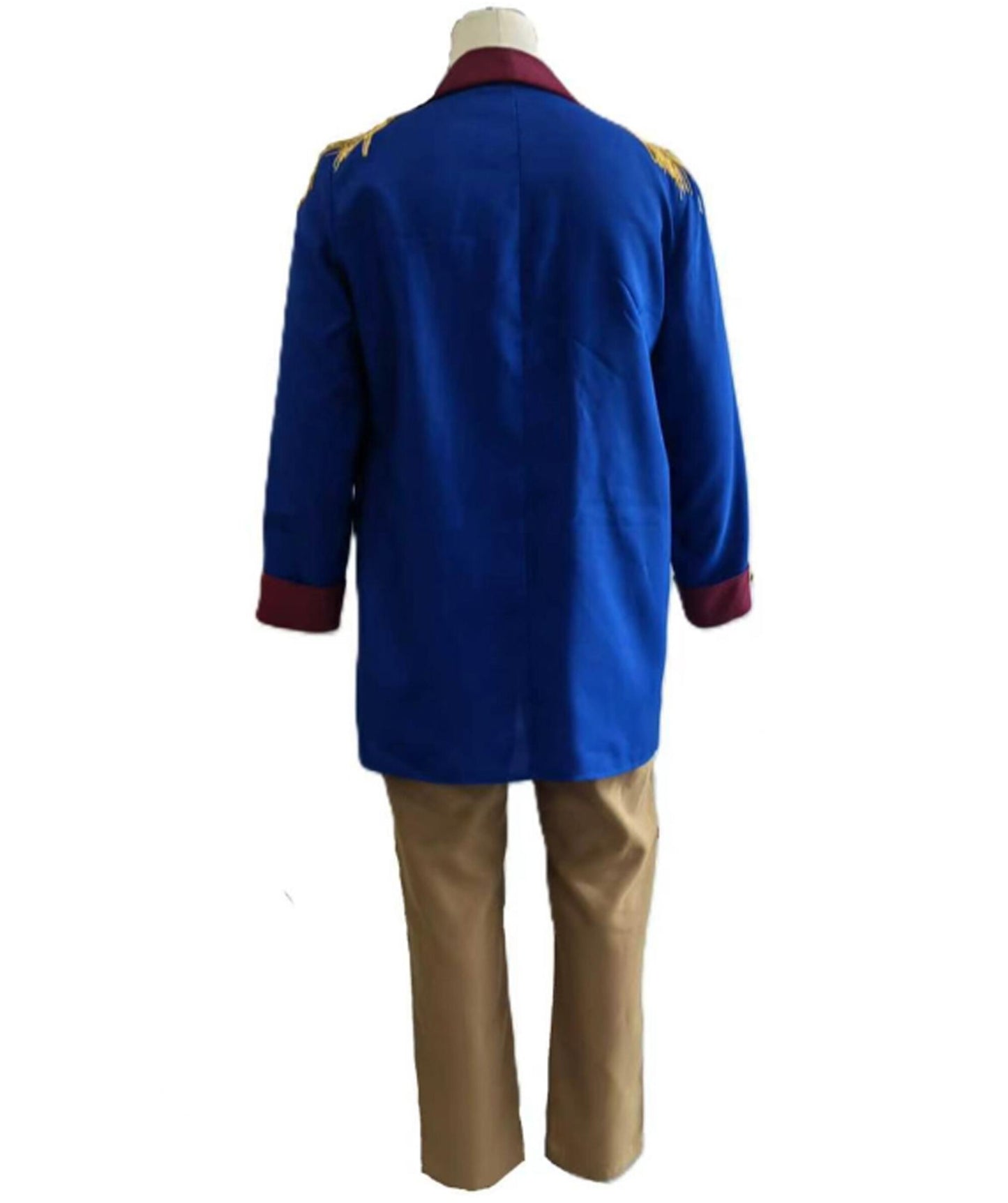 HPO Men USA Founding Father Costume Set - Colonial General Jacket Top Pants Hat White Collar for Halloween Cosplay Outfit