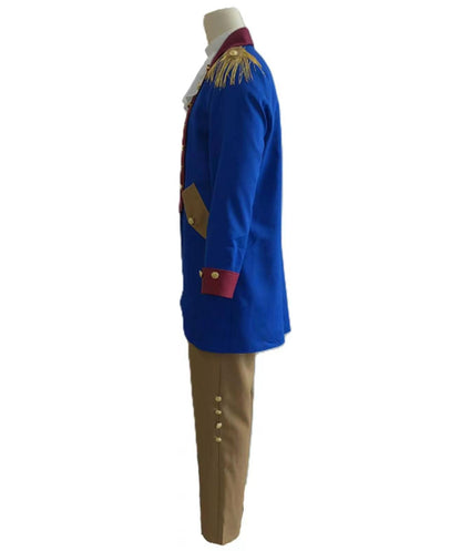 HPO Men USA Founding Father Costume Set - Colonial General Jacket Top Pants Hat White Collar for Halloween Cosplay Outfit
