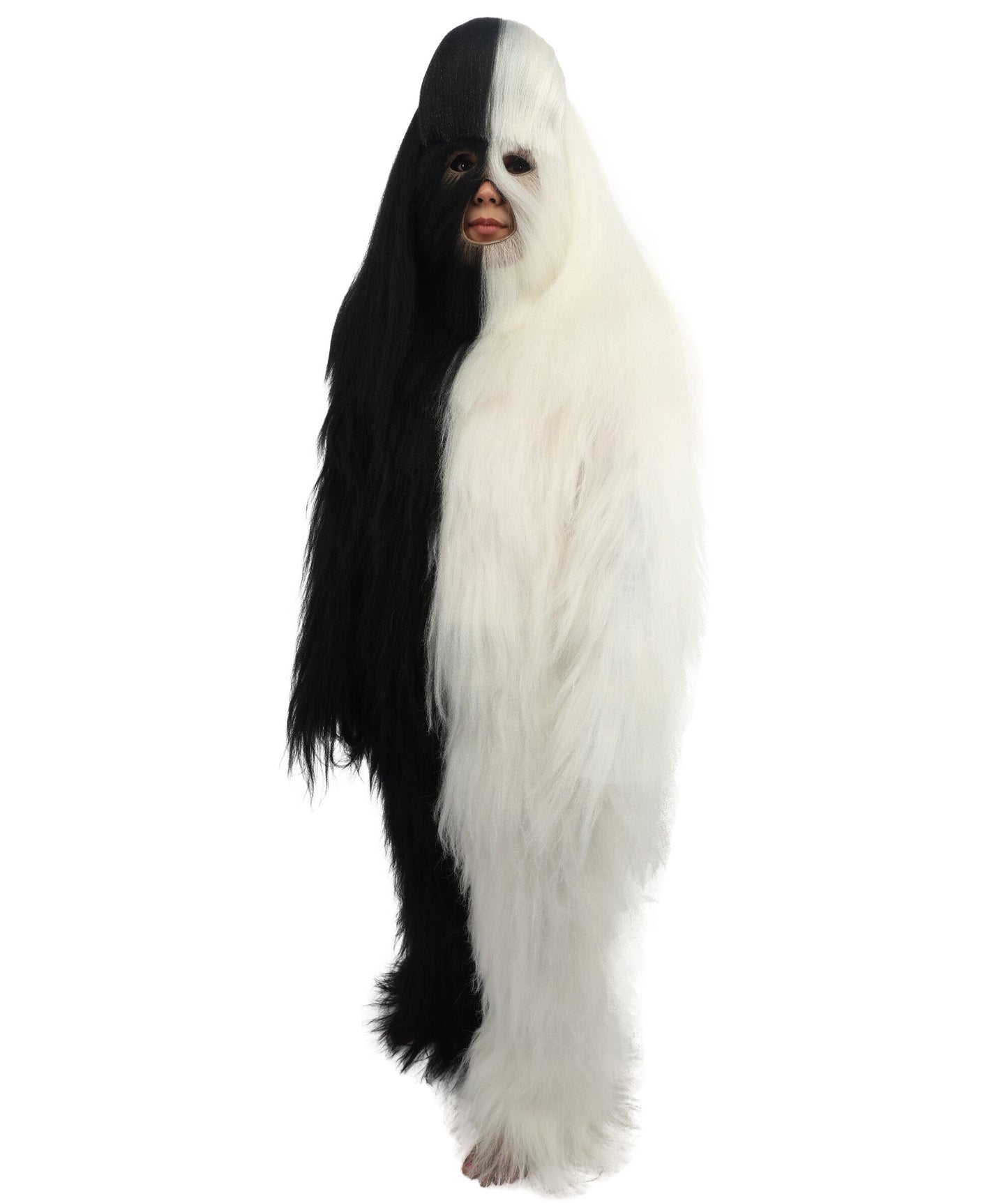HPO Teen Extreme Hairy Person Two Part Costume, Mask and Bundle Set - Full-Body Hair Suit Extra-Long Costume Wig for Halloween, Cosplay & Parties - Multiple Color Options