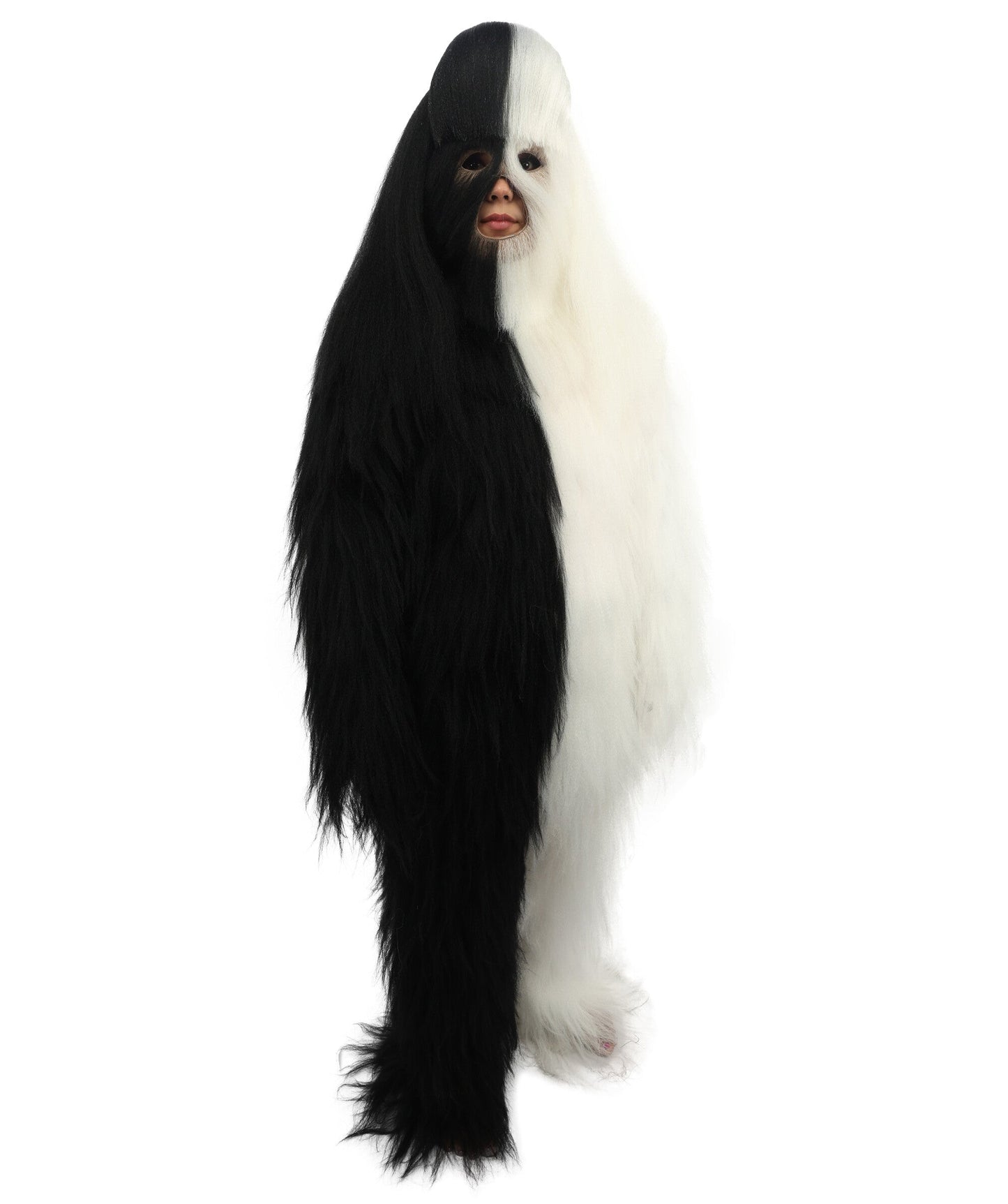 HPO Teen Extreme Hairy Person Two Part Costume, Mask and Bundle Set - Full-Body Hair Suit Extra-Long Costume Wig for Halloween, Cosplay & Parties - Multiple Color Options