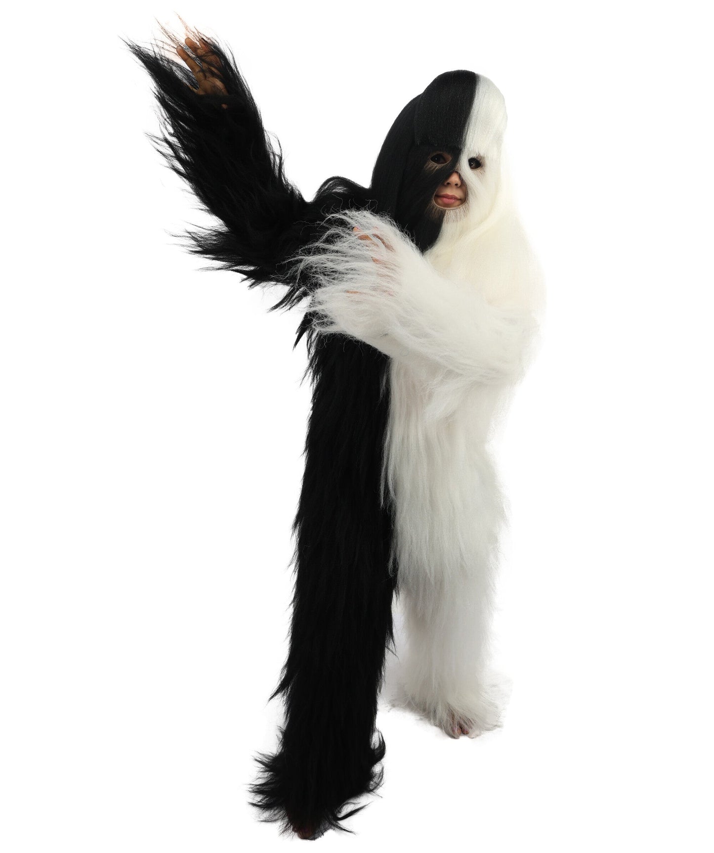HPO Teen Extreme Hairy Person Two Part Costume, Mask and Bundle Set - Full-Body Hair Suit Extra-Long Costume Wig for Halloween, Cosplay & Parties - Multiple Color Options