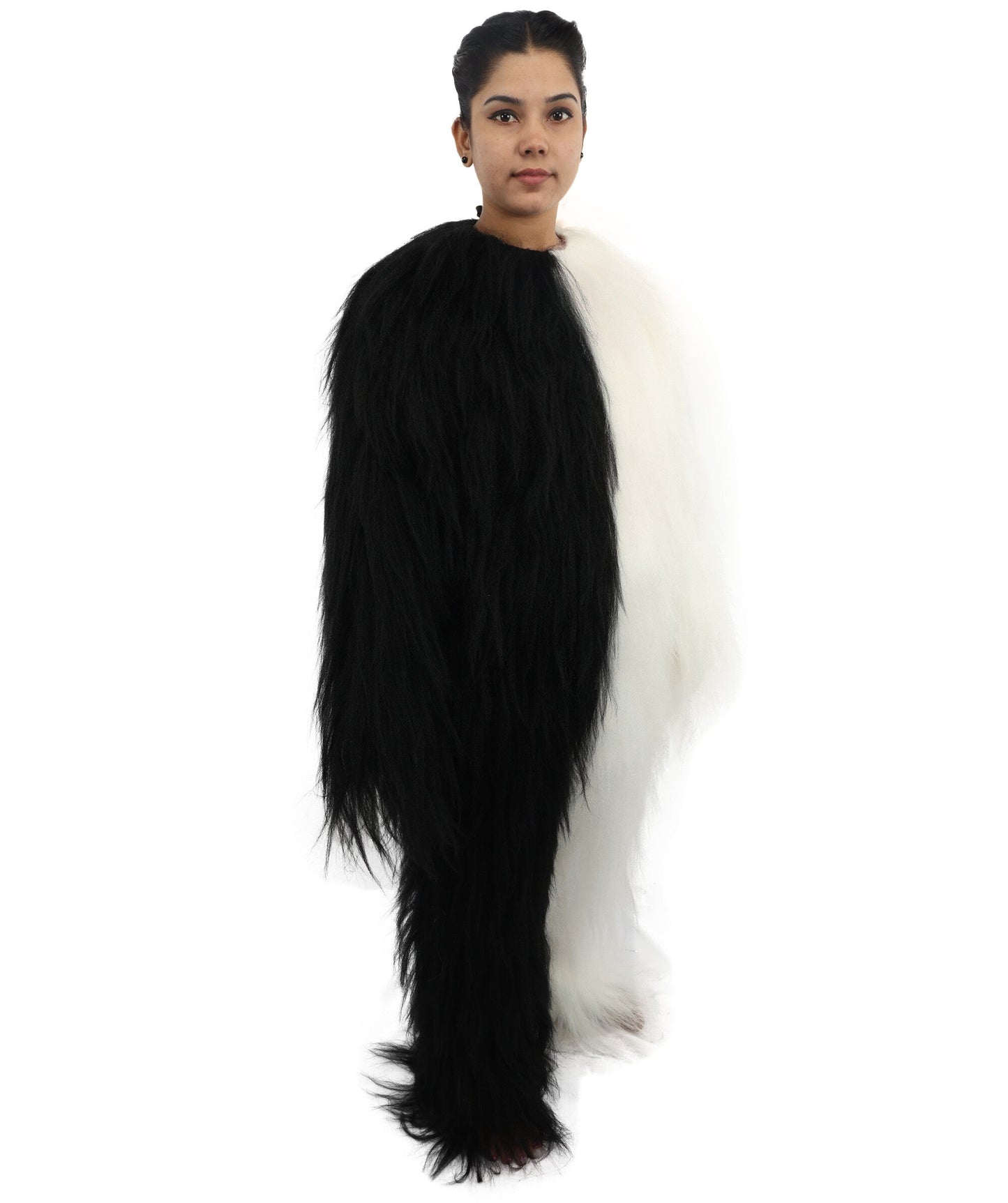 HPO Teen Extreme Hairy Person Two Part Costume, Mask and Bundle Set - Full-Body Hair Suit Extra-Long Costume Wig for Halloween, Cosplay & Parties - Multiple Color Options