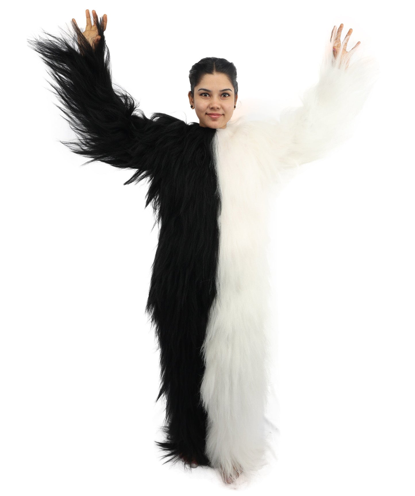 HPO Teen Extreme Hairy Person Two Part Costume, Mask and Bundle Set - Full-Body Hair Suit Extra-Long Costume Wig for Halloween, Cosplay & Parties - Multiple Color Options