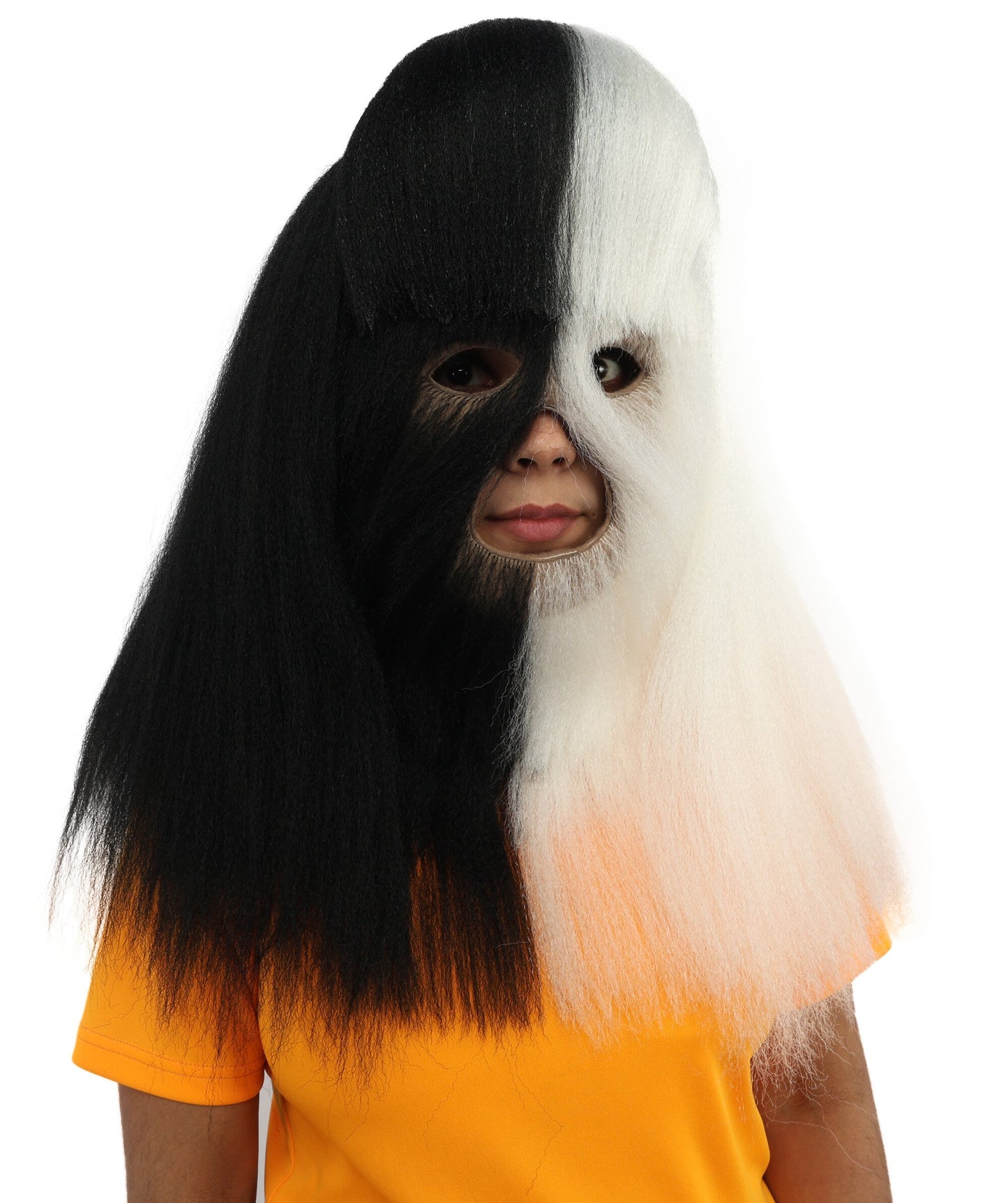 HPO Teen Extreme Hairy Person Two Part Costume, Mask and Bundle Set - Full-Body Hair Suit Extra-Long Costume Wig for Halloween, Cosplay & Parties - Multiple Color Options