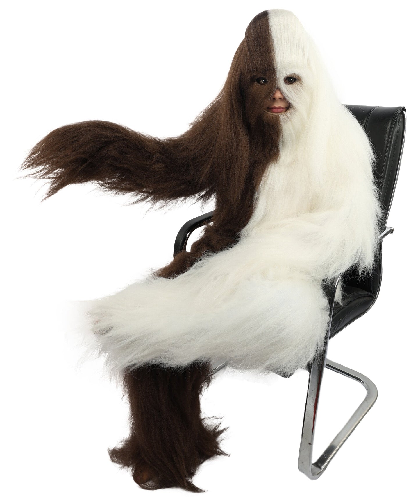 HPO Teen Extreme Hairy Person Two Part Costume, Mask and Bundle Set - Full-Body Hair Suit Extra-Long Costume Wig for Halloween, Cosplay & Parties - Multiple Color Options