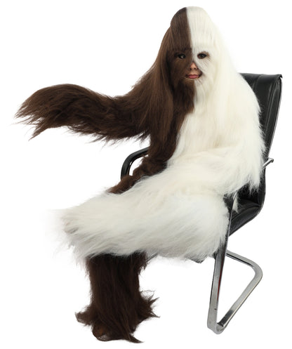 HPO Teen Extreme Hairy Person Two Part Costume, Mask and Bundle Set - Full-Body Hair Suit Extra-Long Costume Wig for Halloween, Cosplay & Parties - Multiple Color Options