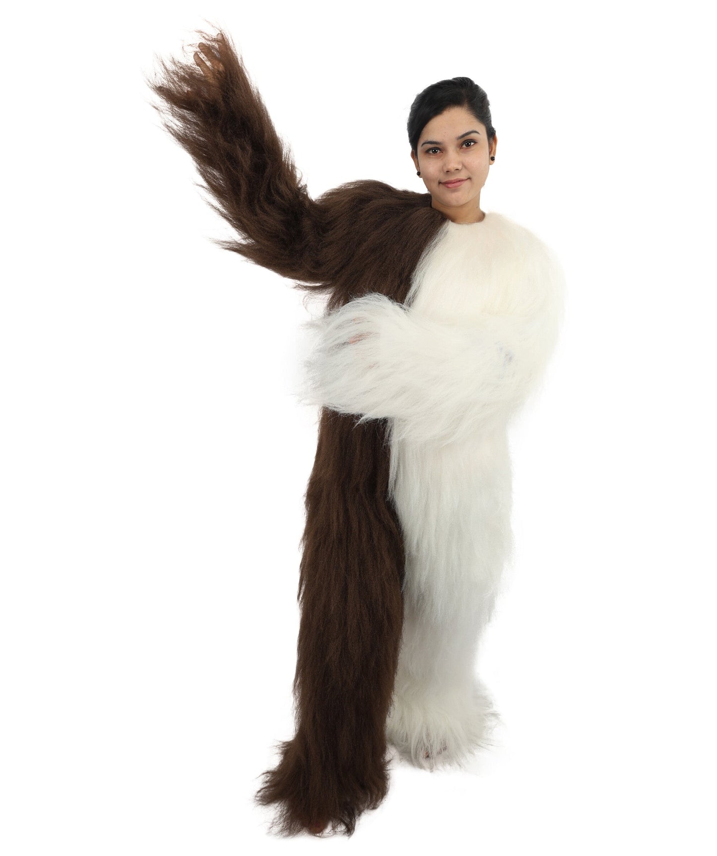 HPO Teen Extreme Hairy Person Two Part Costume, Mask and Bundle Set - Full-Body Hair Suit Extra-Long Costume Wig for Halloween, Cosplay & Parties - Multiple Color Options