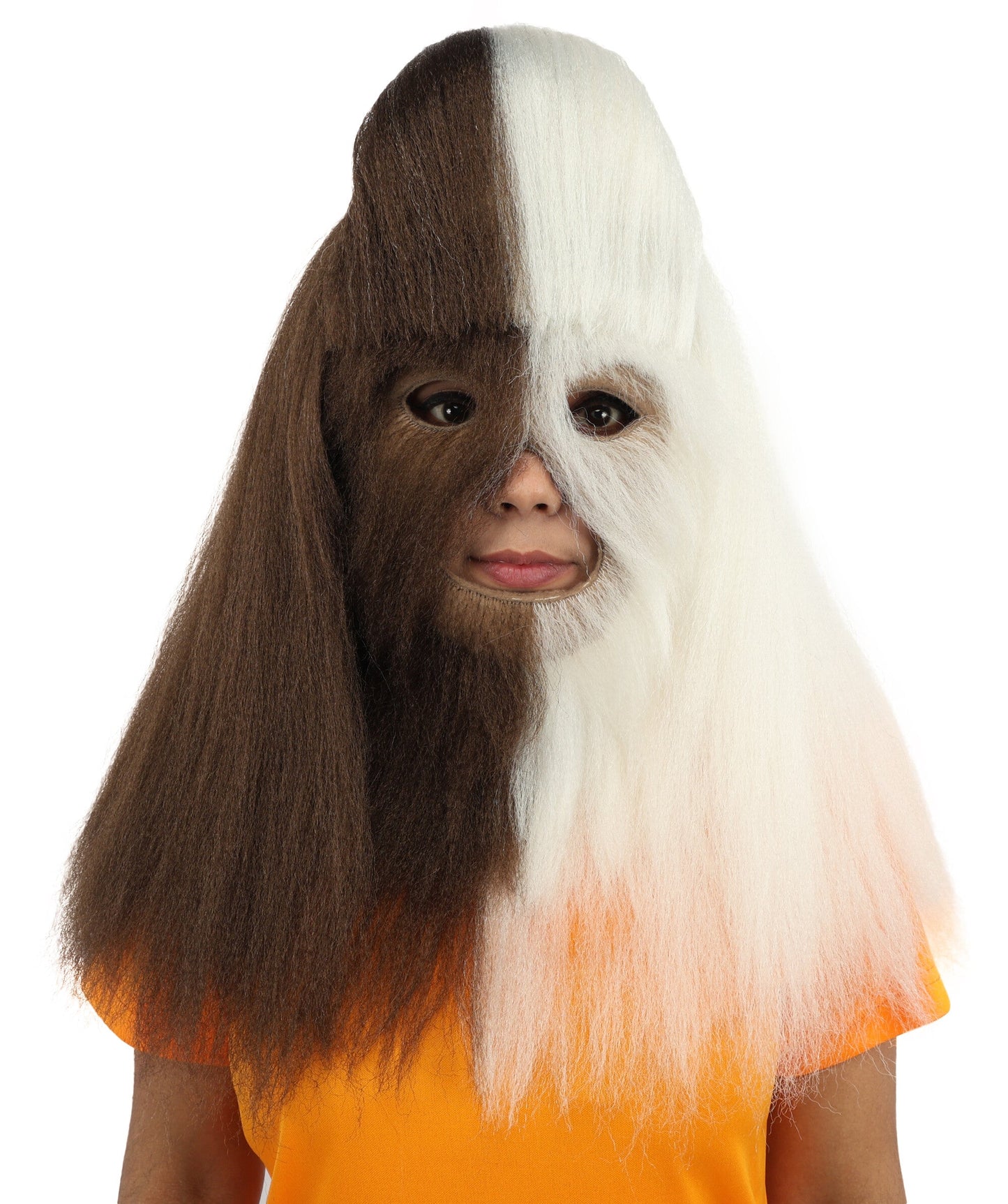 HPO Teen Extreme Hairy Person Two Part Costume, Mask and Bundle Set - Full-Body Hair Suit Extra-Long Costume Wig for Halloween, Cosplay & Parties - Multiple Color Options