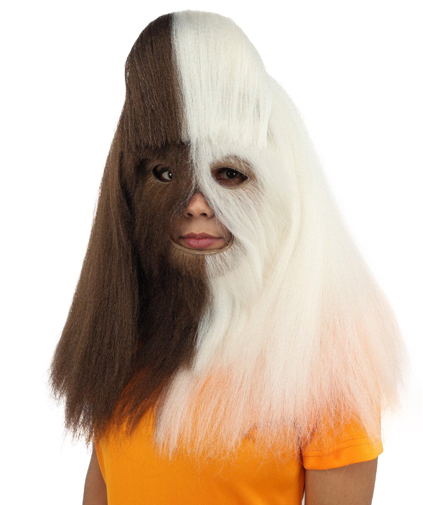 HPO Teen Extreme Hairy Person Two Part Costume, Mask and Bundle Set - Full-Body Hair Suit Extra-Long Costume Wig for Halloween, Cosplay & Parties - Multiple Color Options