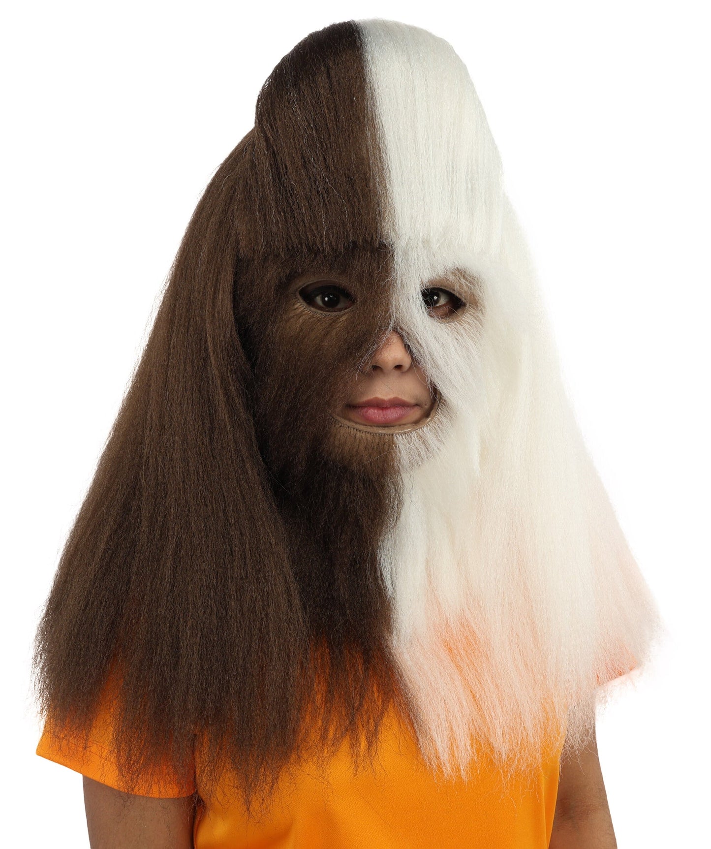 HPO Teen Extreme Hairy Person Two Part Costume, Mask and Bundle Set - Full-Body Hair Suit Extra-Long Costume Wig for Halloween, Cosplay & Parties - Multiple Color Options