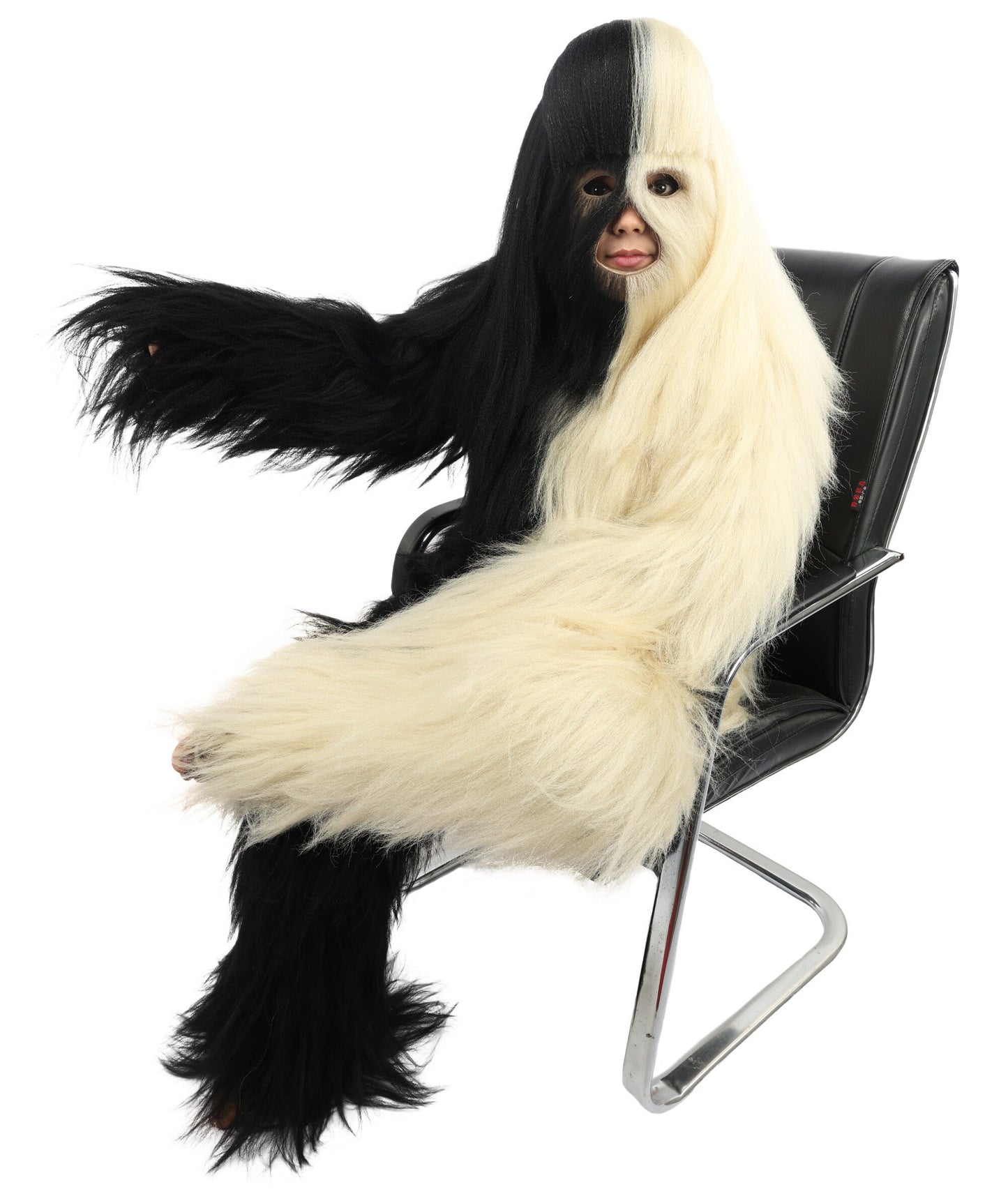 HPO Teen Extreme Hairy Person Two Part Costume, Mask and Bundle Set - Full-Body Hair Suit Extra-Long Costume Wig for Halloween, Cosplay & Parties - Multiple Color Options