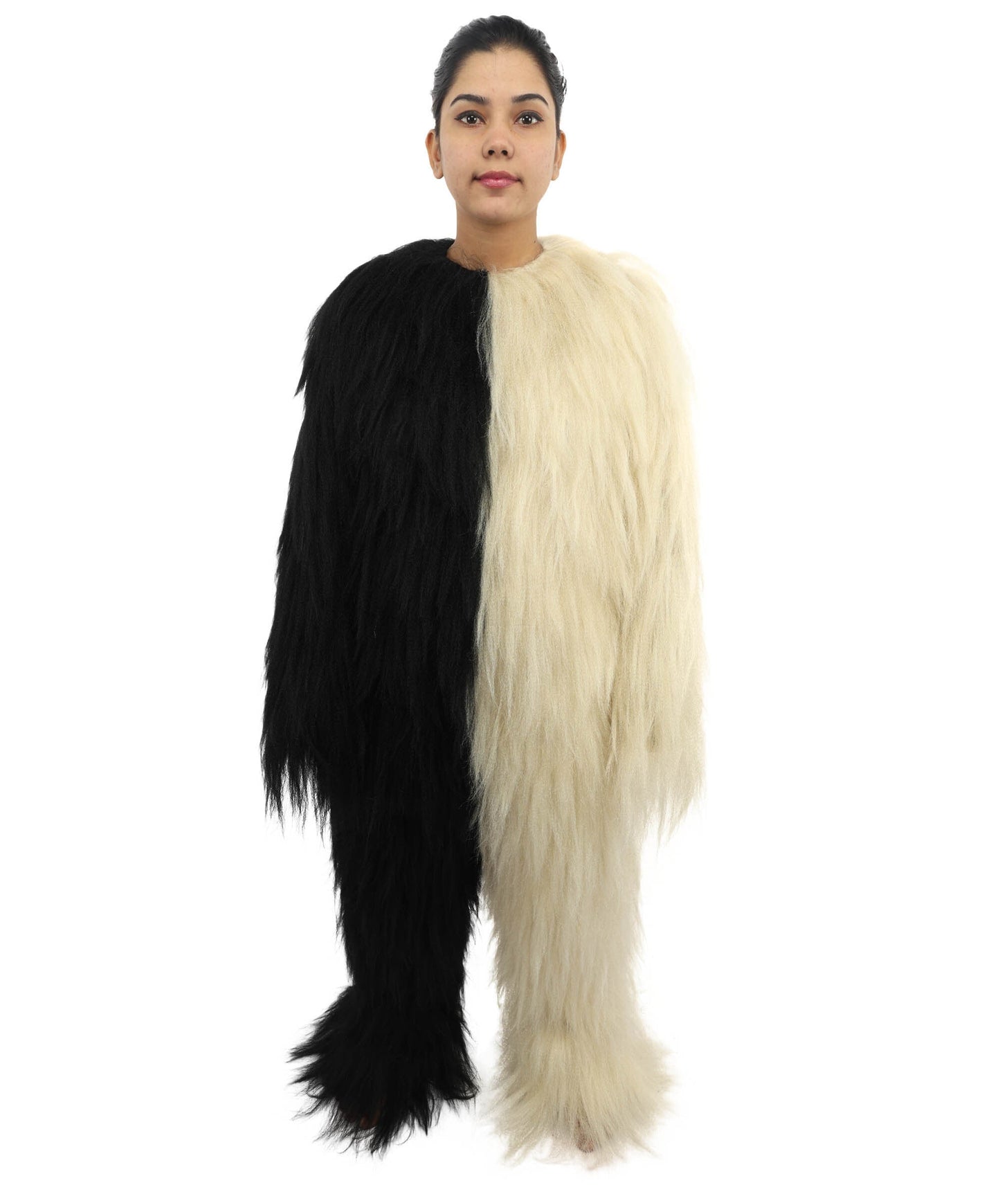 HPO Teen Extreme Hairy Person Two Part Costume, Mask and Bundle Set - Full-Body Hair Suit Extra-Long Costume Wig for Halloween, Cosplay & Parties - Multiple Color Options