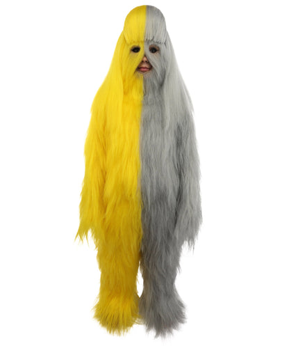 HPO Teen Extreme Hairy Person Two Part Costume, Mask and Bundle Set - Full-Body Hair Suit Extra-Long Costume Wig for Halloween, Cosplay & Parties - Multiple Color Options