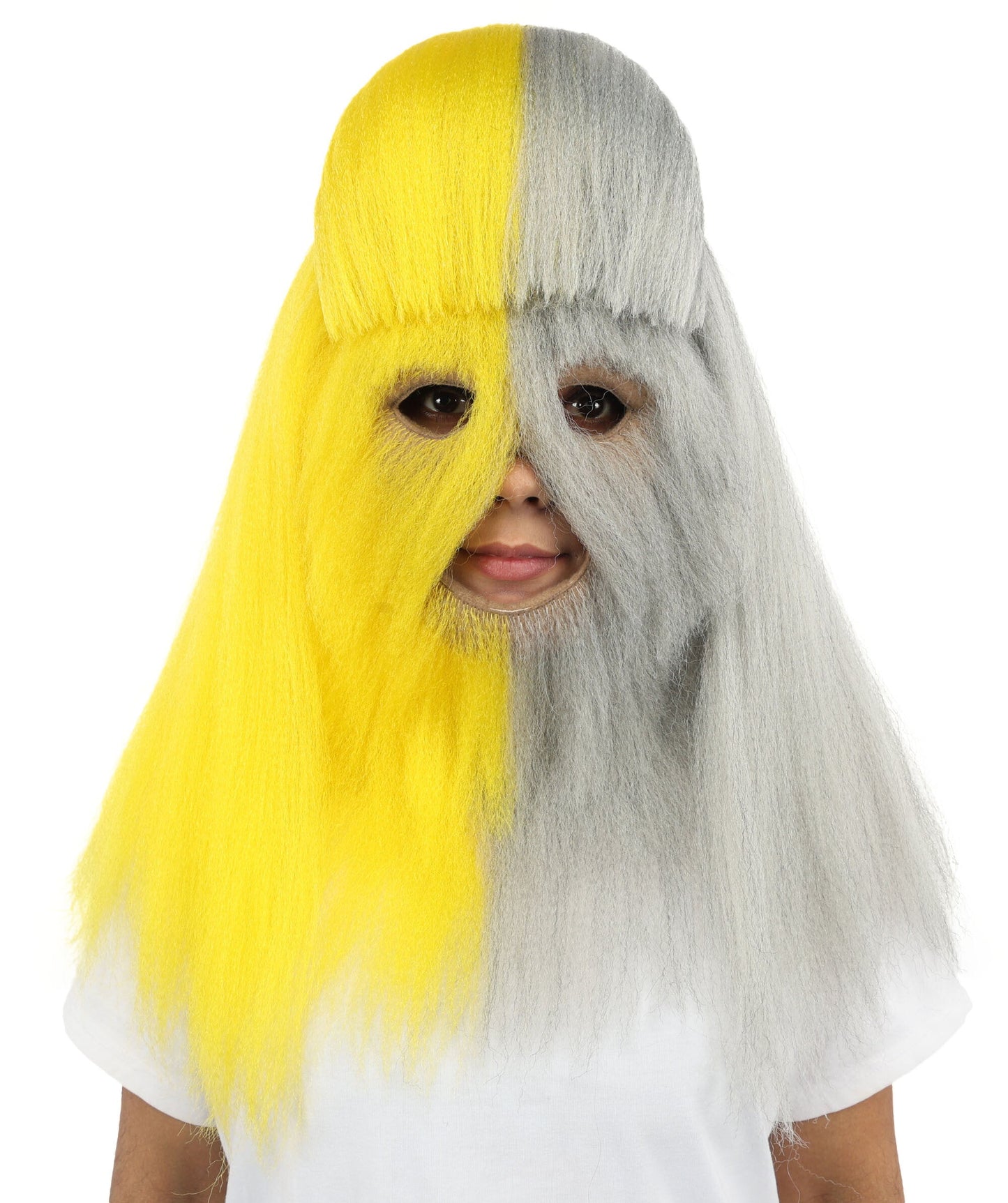 HPO Teen Extreme Hairy Person Two Part Costume, Mask and Bundle Set - Full-Body Hair Suit Extra-Long Costume Wig for Halloween, Cosplay & Parties - Multiple Color Options