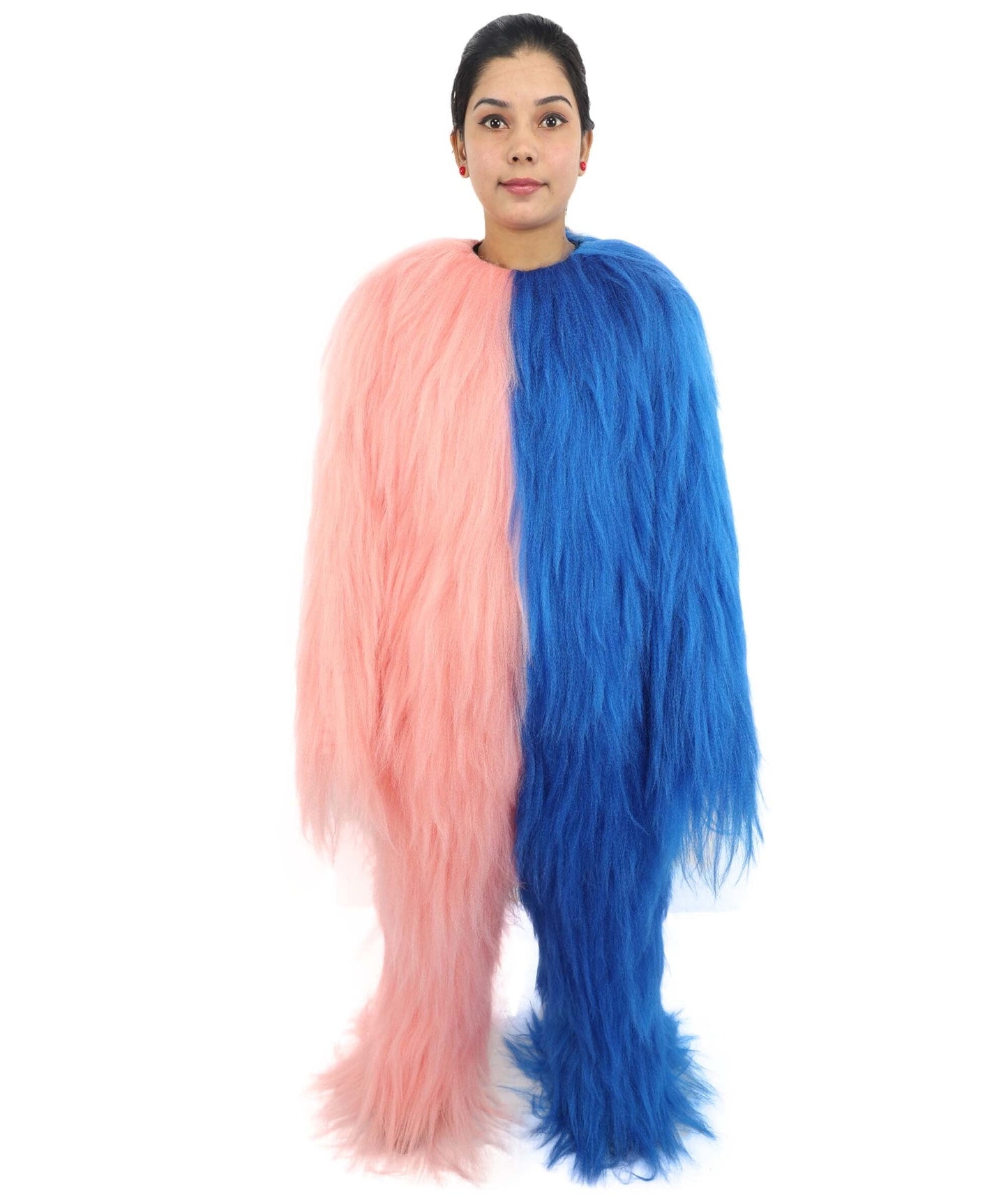 HPO Teen Extreme Hairy Person Two Part Costume, Mask and Bundle Set - Full-Body Hair Suit Extra-Long Costume Wig for Halloween, Cosplay & Parties - Multiple Color Options