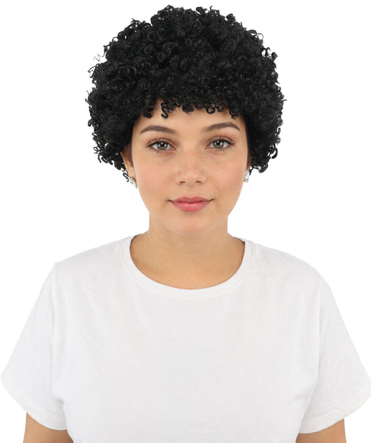 Women's Short Coily Afro Wig | Multiple Color Options | Create of synthetic fiber, tight springy texture, breathable capless base | Party, Halloween, theater, drag, performance, costume events