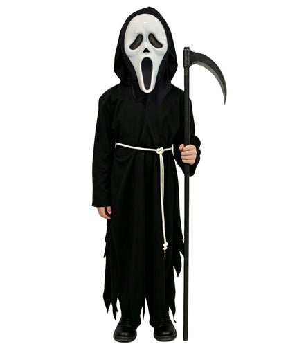 HPO Adult & Teen Black Hooded Reaper Costume Gothic Cloak Outfit Full Length Gothic Hooded Cloak with Jagged Edge Details Dark Reaper Style Design for Halloween Cosplay Events & Fancy Dress