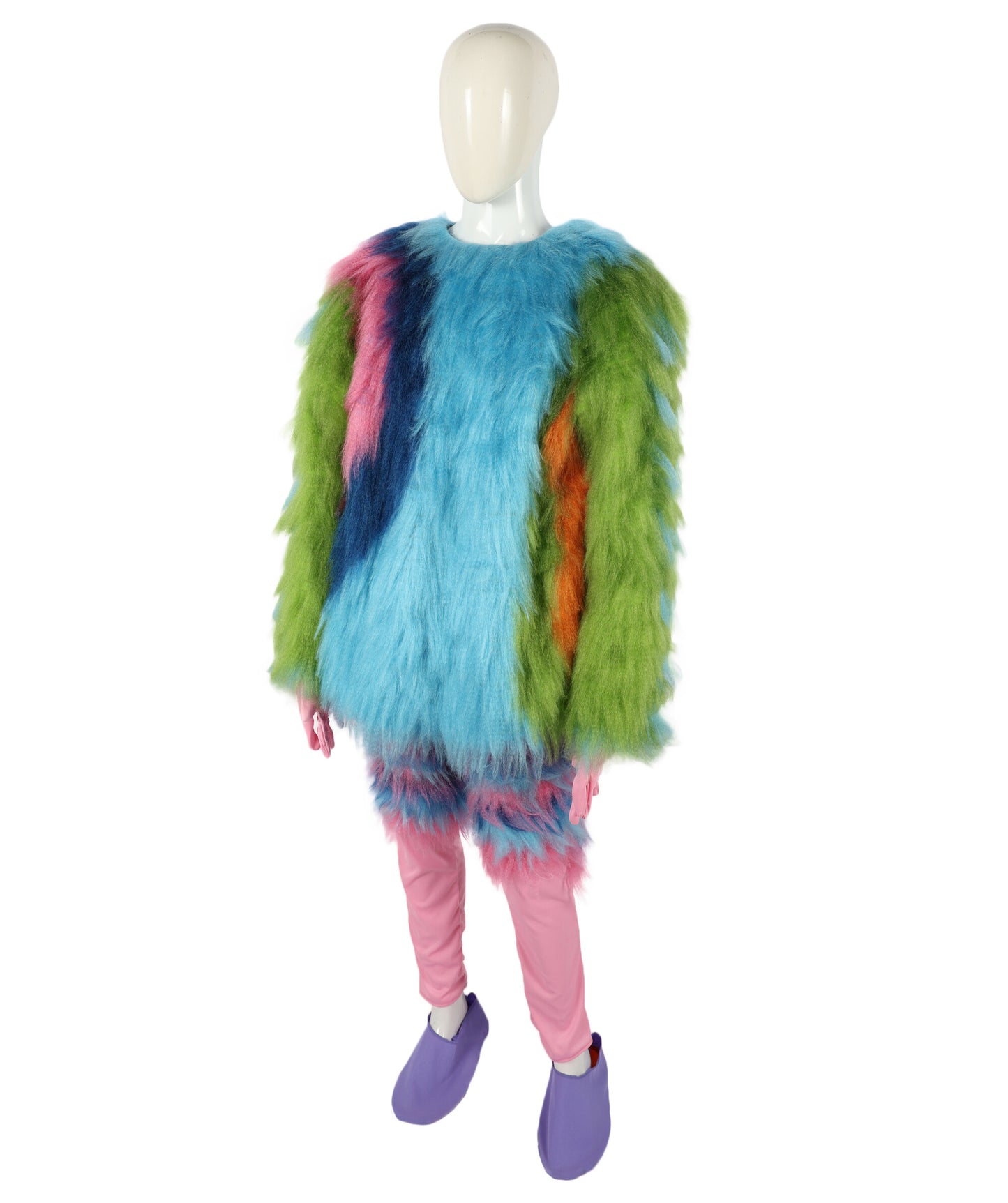 HPO Unisex Furry Monster Rainbow Mask, Bundle and costume, Full-Body Cosplay Suit, Perfect for Halloween and Parties Festivals