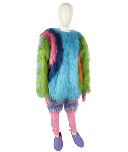 HPO Unisex Furry Monster Rainbow Mask, Bundle and costume, Full-Body Cosplay Suit, Perfect for Halloween and Parties Festivals
