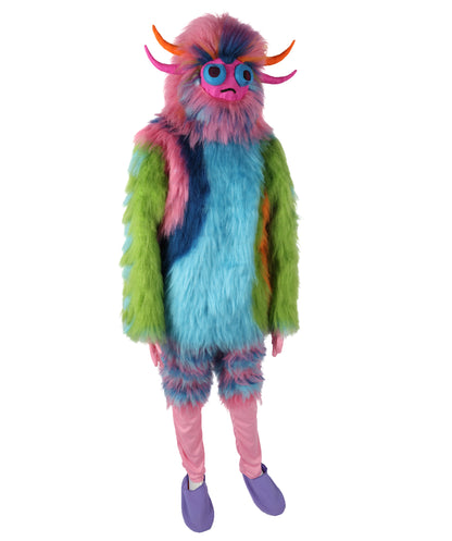 HPO Unisex Furry Monster Rainbow Mask, Bundle and costume, Full-Body Cosplay Suit, Perfect for Halloween and Parties Festivals