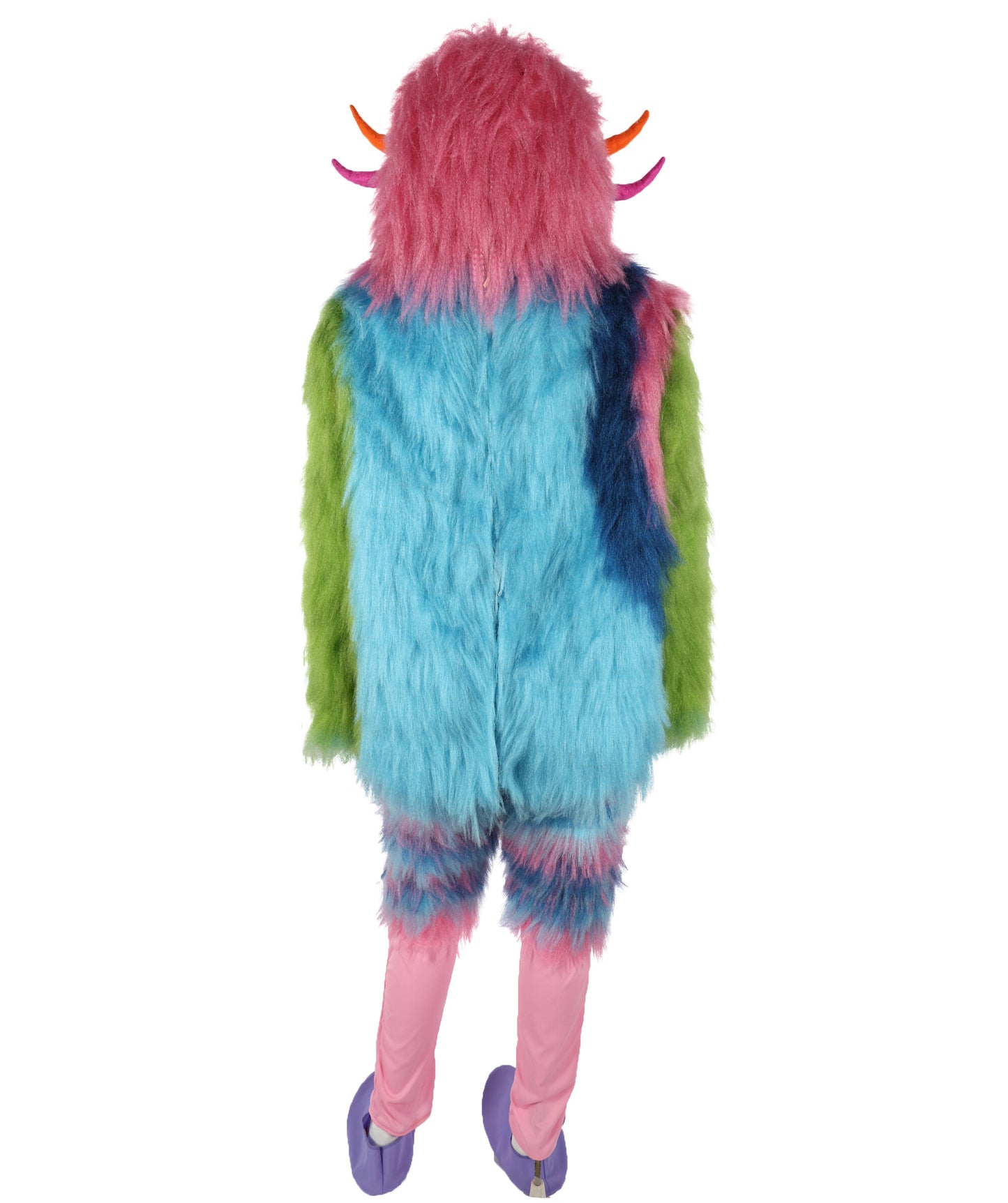HPO Unisex Furry Monster Rainbow Mask, Bundle and costume, Full-Body Cosplay Suit, Perfect for Halloween and Parties Festivals