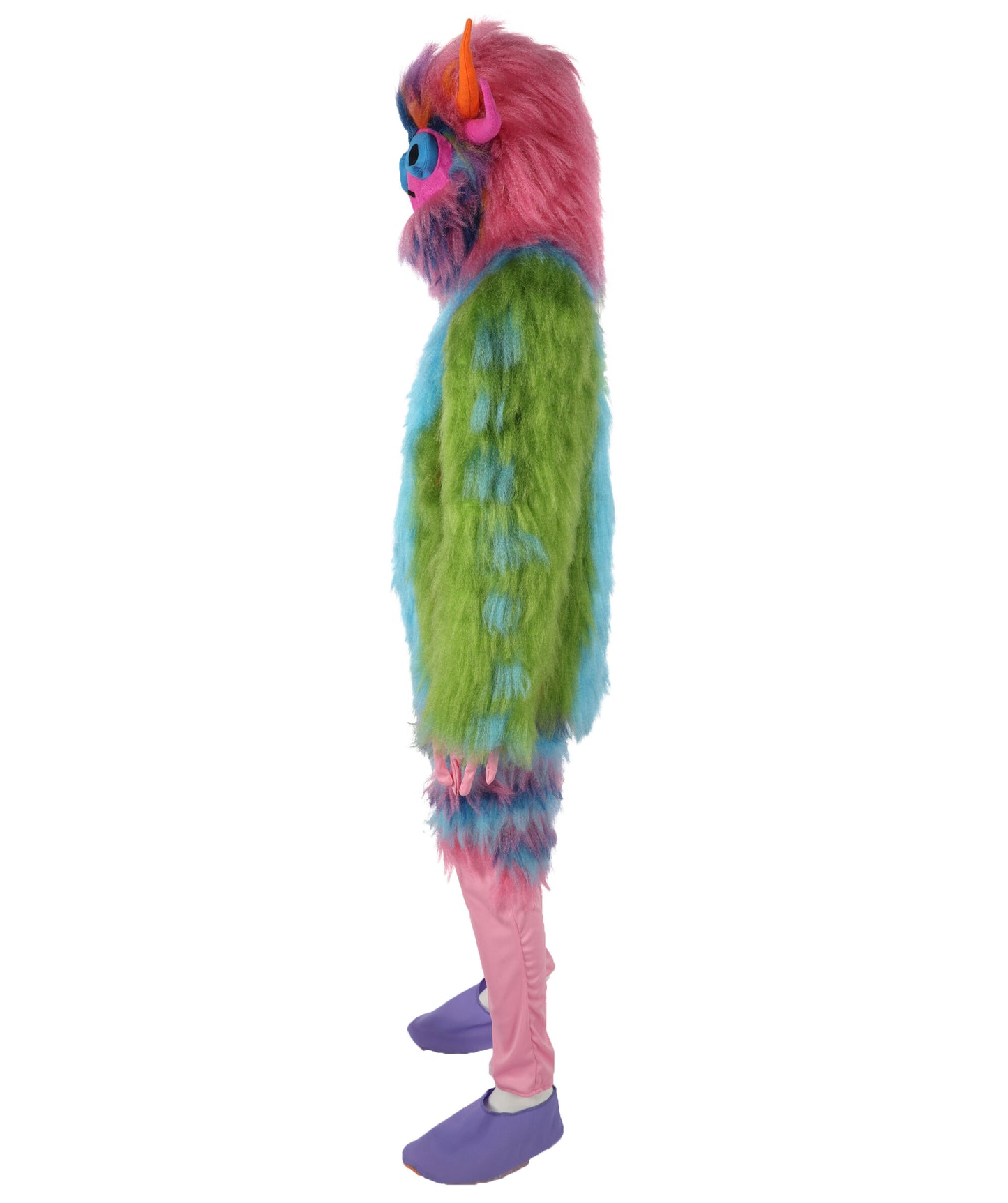 HPO Unisex Furry Monster Rainbow Mask, Bundle and costume, Full-Body Cosplay Suit, Perfect for Halloween and Parties Festivals