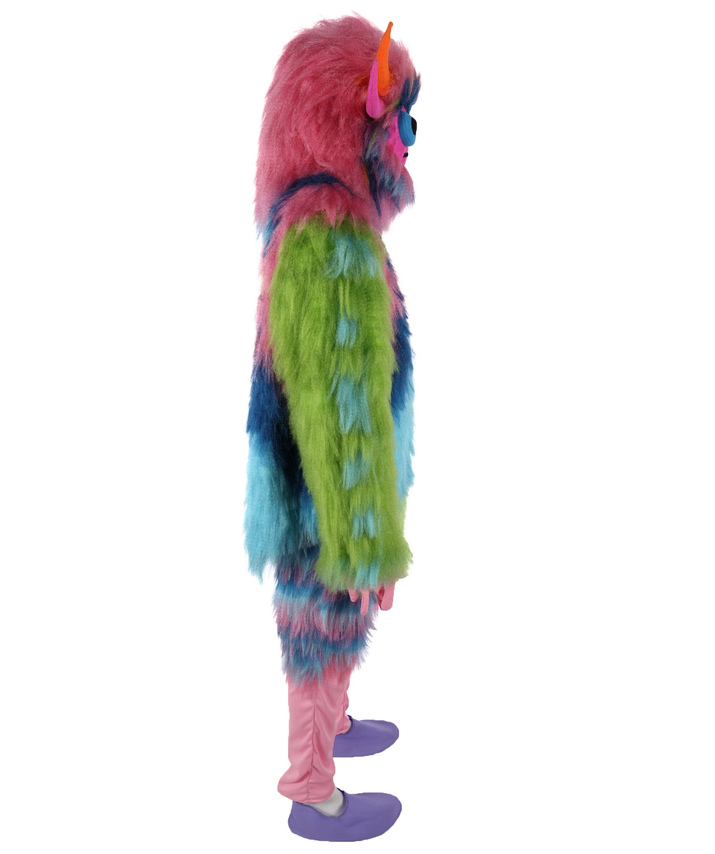 HPO Unisex Furry Monster Rainbow Mask, Bundle and costume, Full-Body Cosplay Suit, Perfect for Halloween and Parties Festivals
